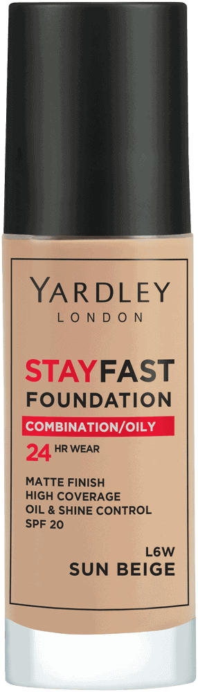 Yardley Stayfast Sun Beige SPF 20 24HR Liquid Foundation 30ml