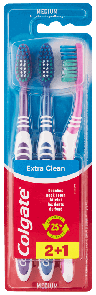 Colgate Extra Clean Medium Toothbrush 3pk