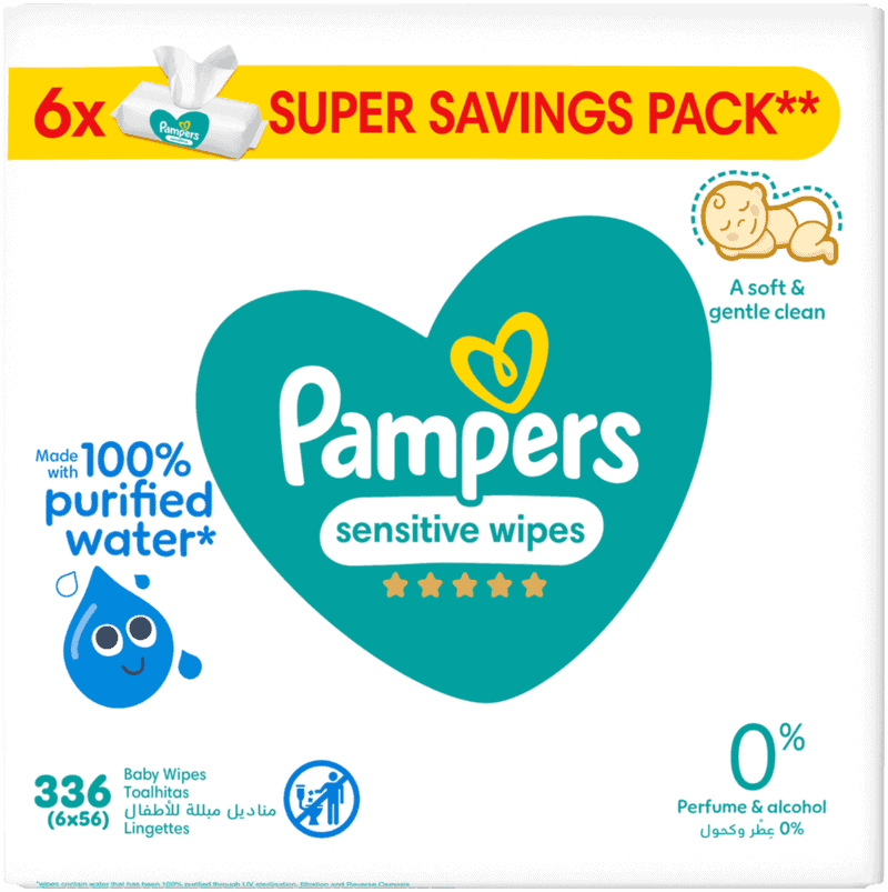 Pampers Sensitive Baby Wipes 6 x 56pk