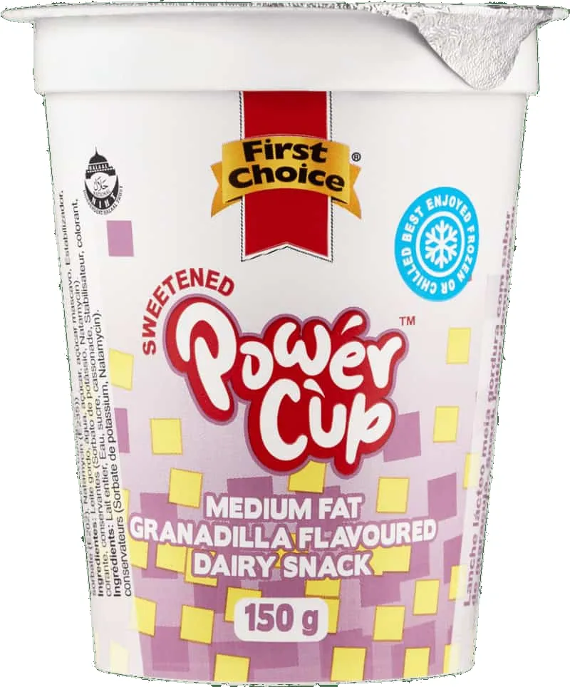 First Choice Power Cup Granadilla Flavoured Medium Fat Dairy Snack 150g