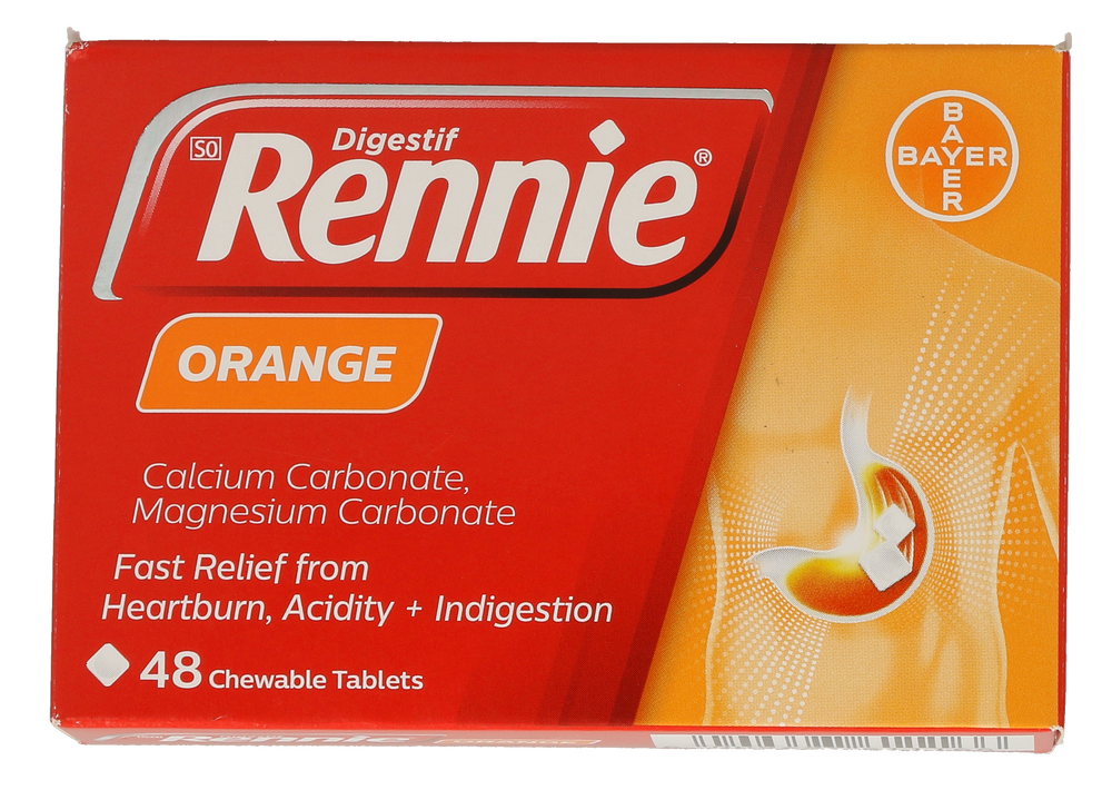 Rennie Orange Heartburn & Indigestion Chewable Tablets 48pk