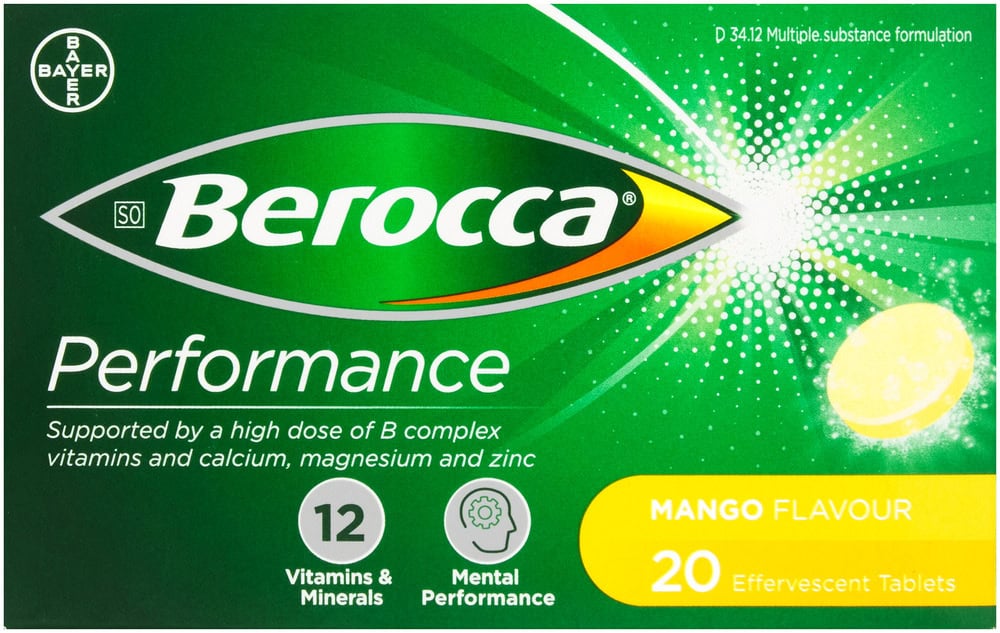 Berocca Performance Mango Flavour Effervescent Tablets 20pk