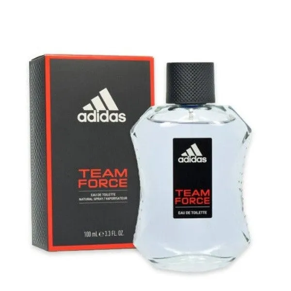 Front of Adidas Team Force 100ml Eau de Toilette Spray box and bottle