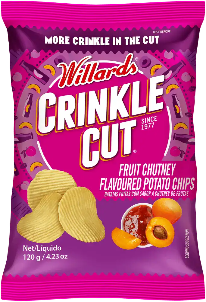 Willards Crinkle Cut Fruit Chutney Flavoured Potato Chips 120g