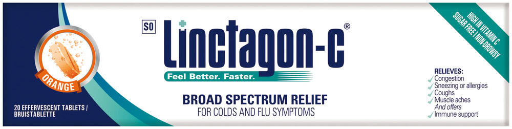 Linctagon Orange Flavour Colds & Flu Effervescent Tablets 20pk