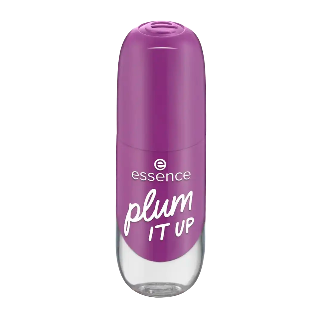 Front of essence Gel Nail Colour bottle, shade 18 "Plum It Up"