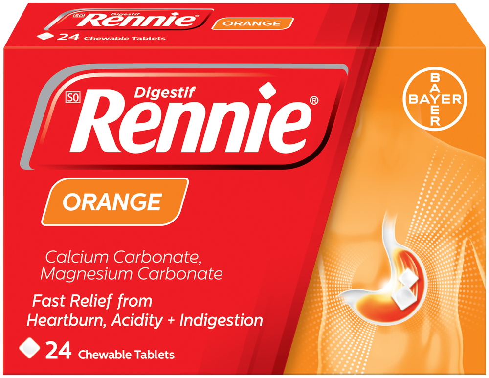Rennie Orange Heartburn & Indigestion Chewable Tablets 24pk