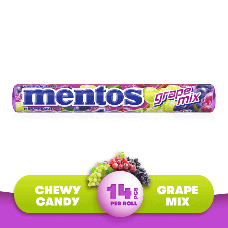 Mentos Grape Mix Chewy Dragees 14pc
