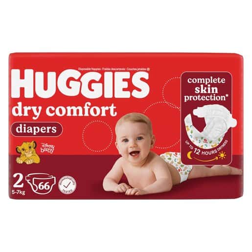 Huggies Dry Comfort Size 2 Disposable Nappies 66pk