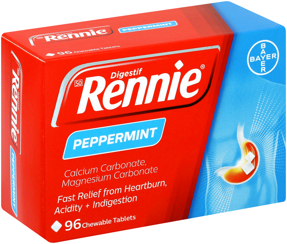 Rennie Peppermint Heartburn & Indigestion Chewable Tablets 96pk