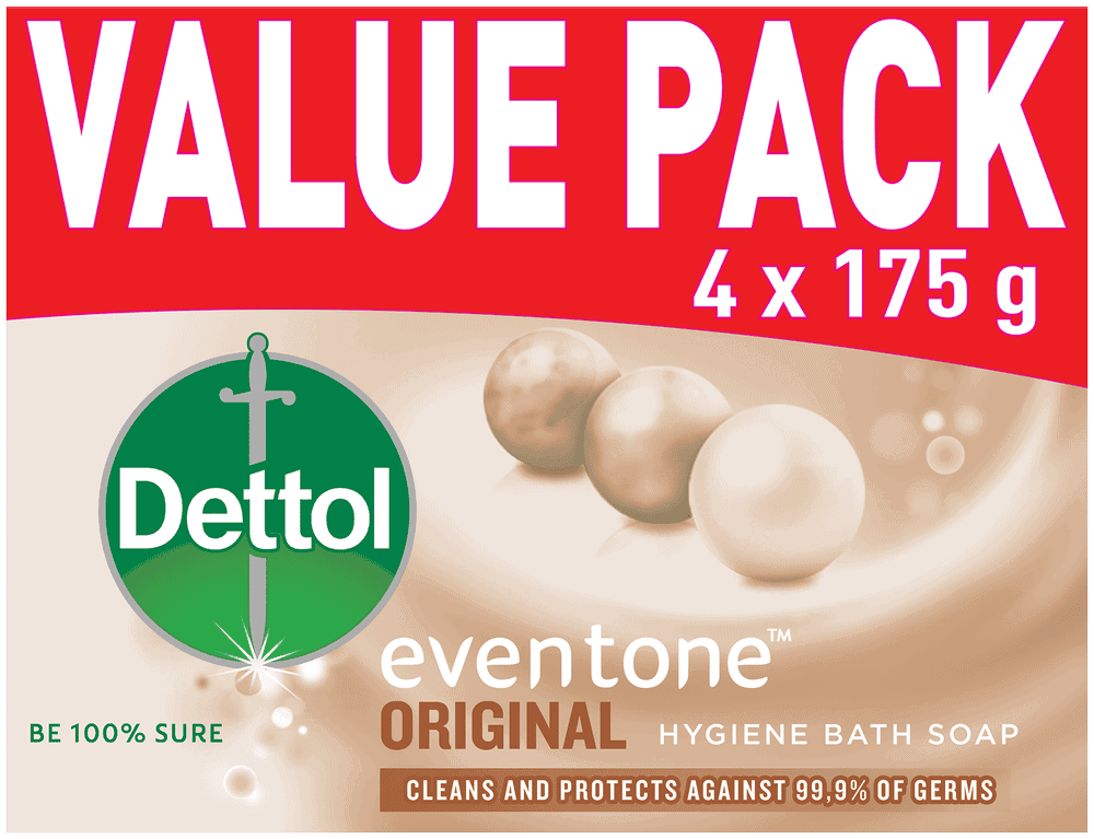Dettol Eventone Original Hygiene Bath Bar Soap 4 x 175g