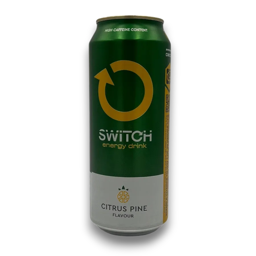 Front of Switch Energy Drink Citrus Pine flavour 500ml can