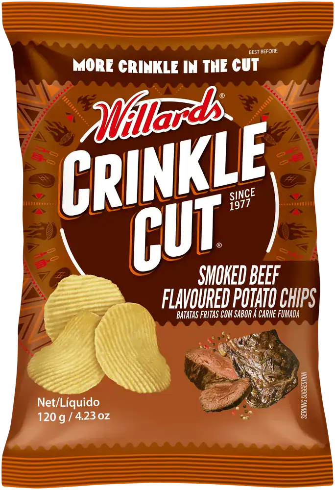 Willards Crinkle Cut Smoked Beef Flavoured Potato Chips 120g