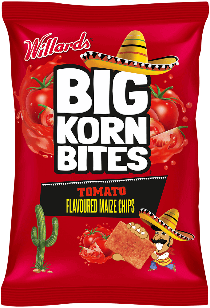 Willards Big Korn Bites Tomato Flavoured Maize Chips 120g