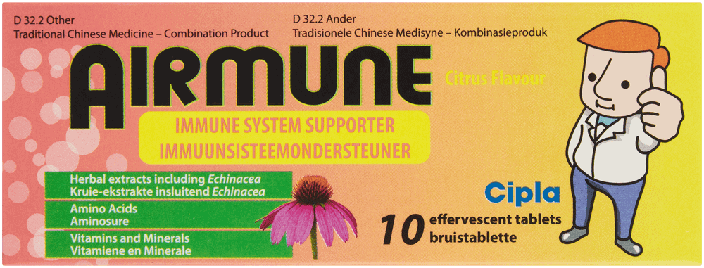 Cipla Airmune Citrus Flavour Immune System Supporter Effervescent Tablets 10pk 10pk