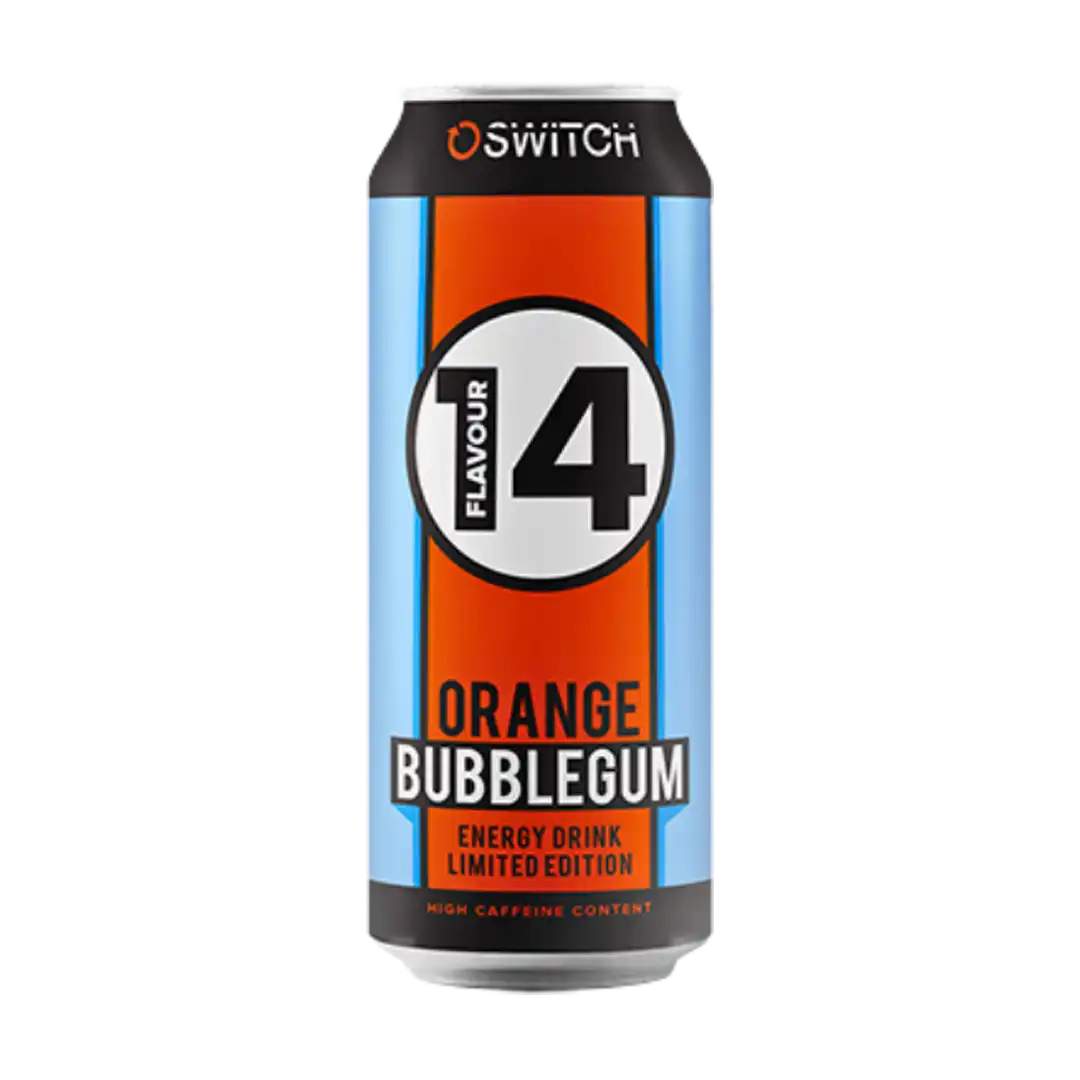 Front of Switch Energy Drink Orange Bubblegum 500ml can