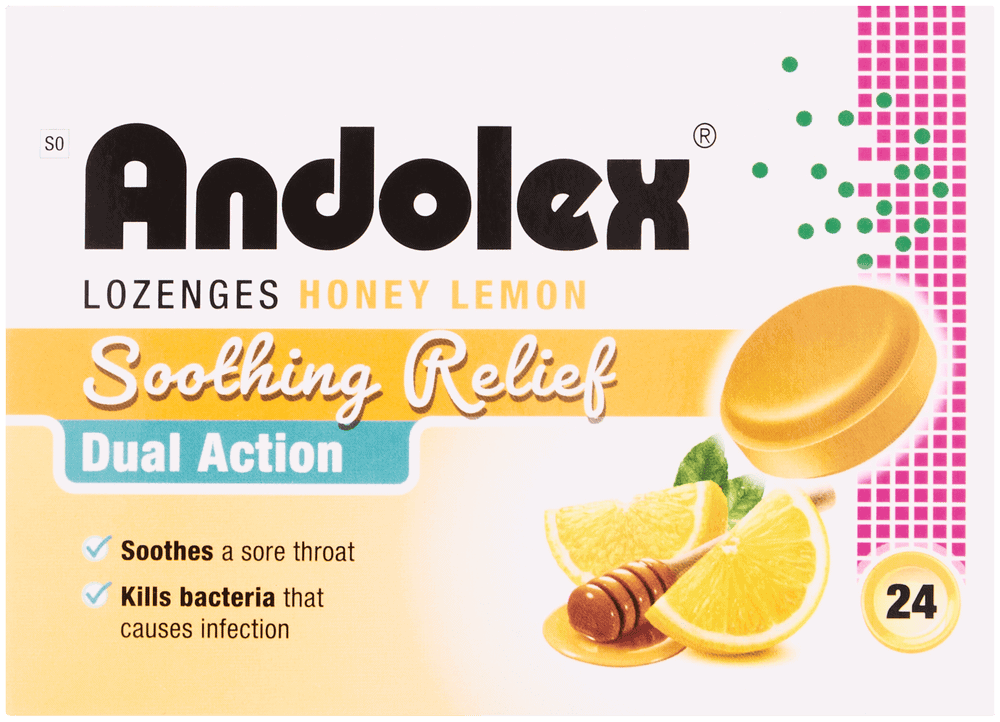 Andolex Honey Lemon Soothing Relief Lozenges 24pk