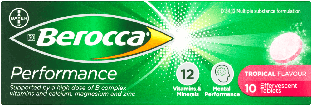 Berocca Performance Tropical Flavour Effervescent Tablets 10pk