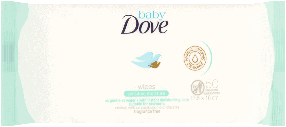 Baby Dove Sensitive Moisture Fragrance-Free Wipes 50pk