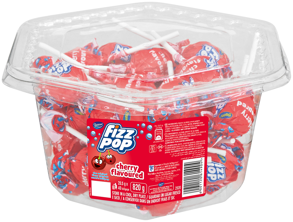 Beacon Fizz pop Cherry Flavoured Lollipop 40s