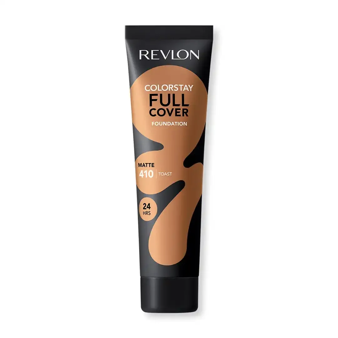 Front of Revlon ColorStay Full Cover Foundation 30ml tube, shade 410 Toast