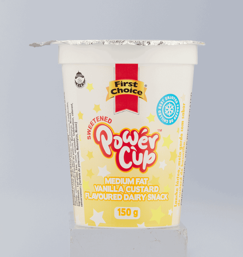 First Choice Power Cup Vanilla Custard Flavoured Medium Fat Dairy Snack 150g