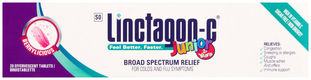Linctagon Broad Spectrum Relief Berrylicious Junior Effervescent Tablets 20pk