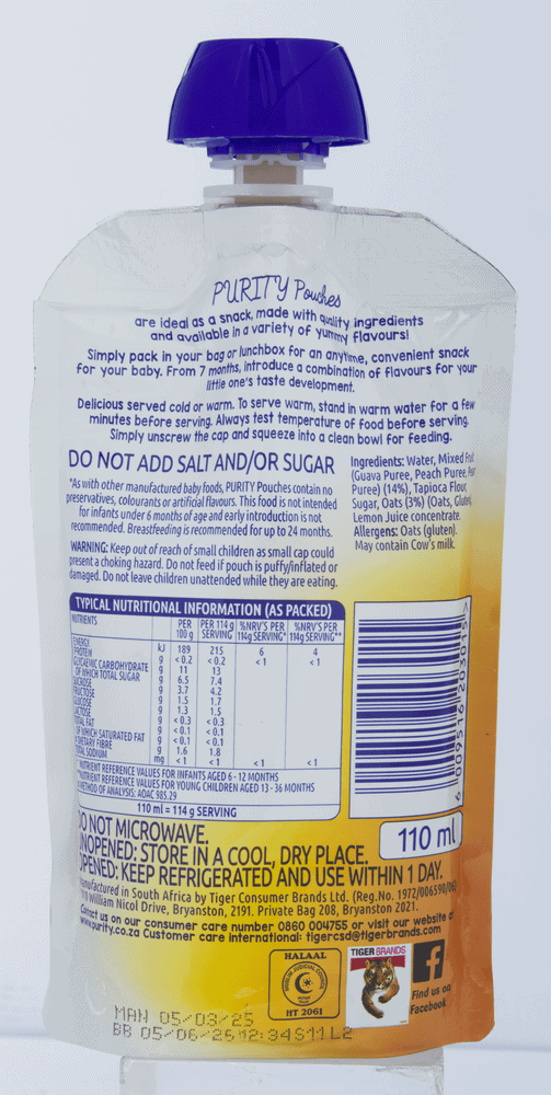 Purity From 7 Months Mixed Fruit & Oats Brekki 110ml
