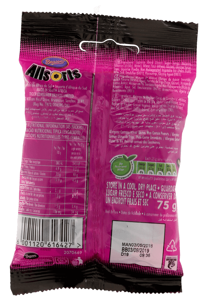 Beacon Allsorts Mini Twists Liquorice 75g