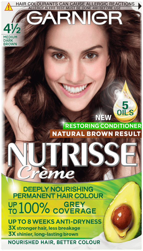 Garnier Nutrisse Créme Medium Dark Brown 4 1/2 Deeply Nourishing Permanent Hair Colour 1pk