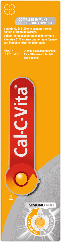 Cal-c-vita Orange Flavour Immuno Pro Effervescent Tablets 15pk