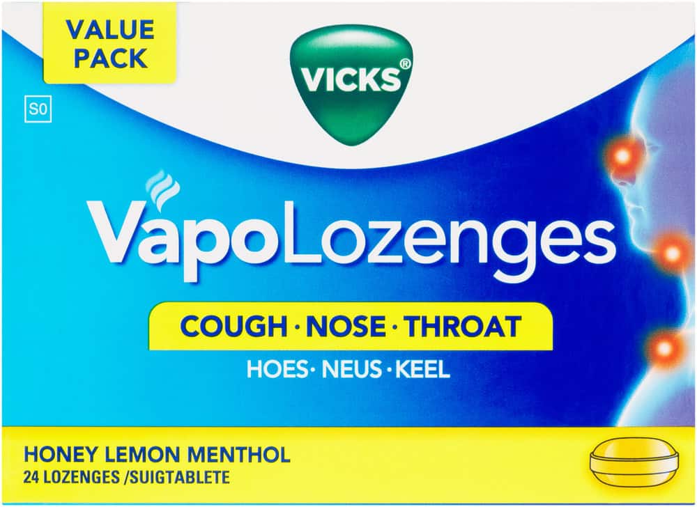 Vicks VapoLozenges Honey Lemon Menthol Lozenges 24pk