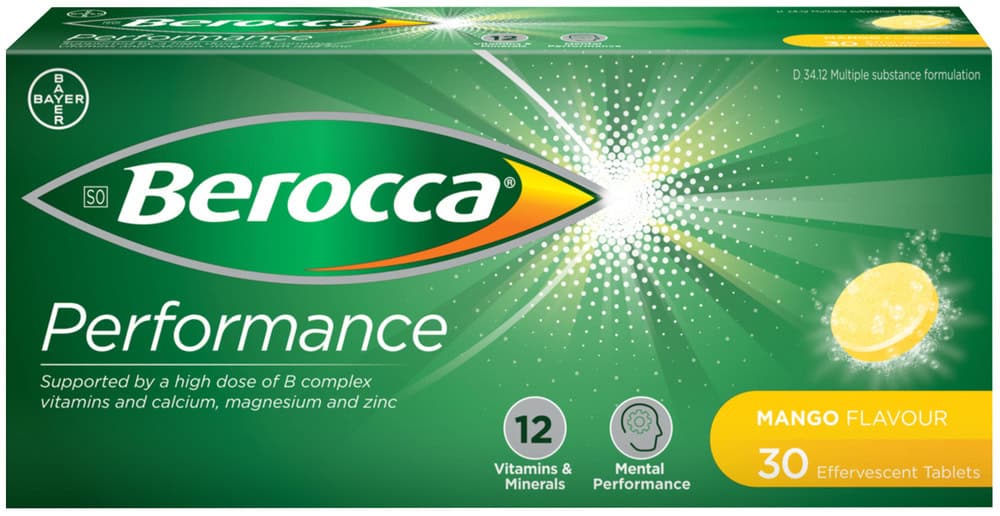 Berocca Performance Mango Flavour Effervescent Tablets 30pk
