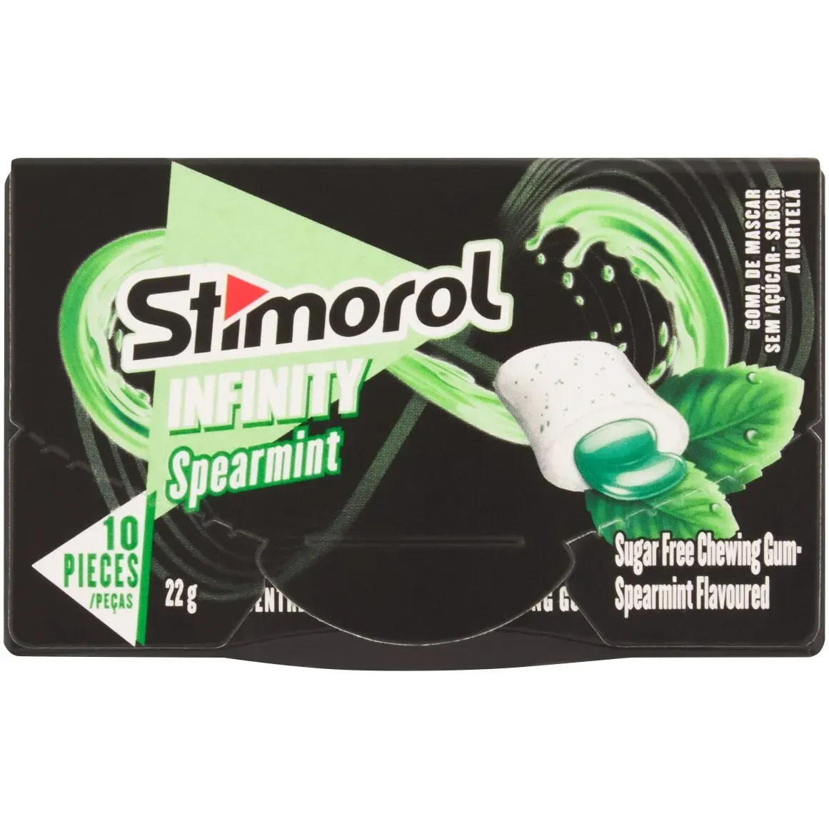 Front of Stimorol Infinity Spearmint sugar free chewing gum 10 pieces pack
