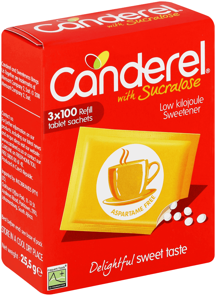 Canderel Sucralose Low Kilojoule Sweetener Refill Tablet Sachets 3 x 100pk