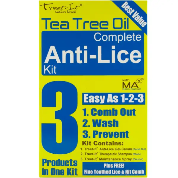 Front view of Treet-It Tea Tree Oil Complete Anti-Lice Kit box