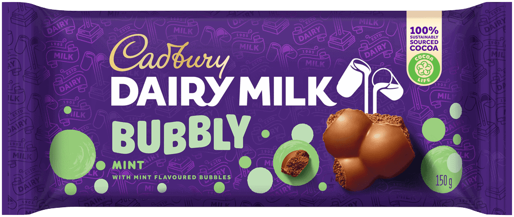 Cadbury Dairy Milk Mint Milk Chocolate Bubbly Slab 150g