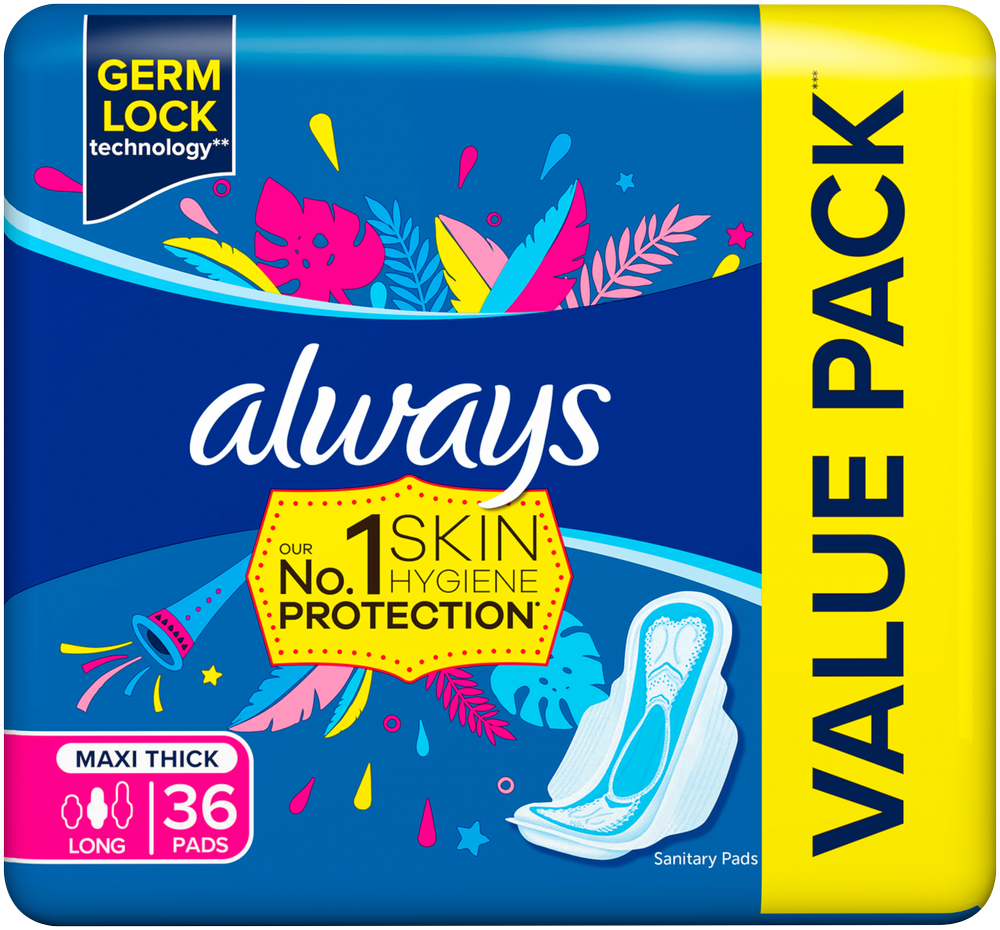 Always Long Maxi Thick Sanitary Pads 36pk