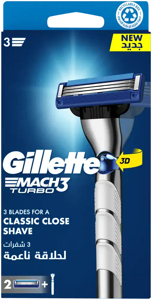 Gillette MACH3 Turbo 3D Motion Razor Blades with Handle 3pc