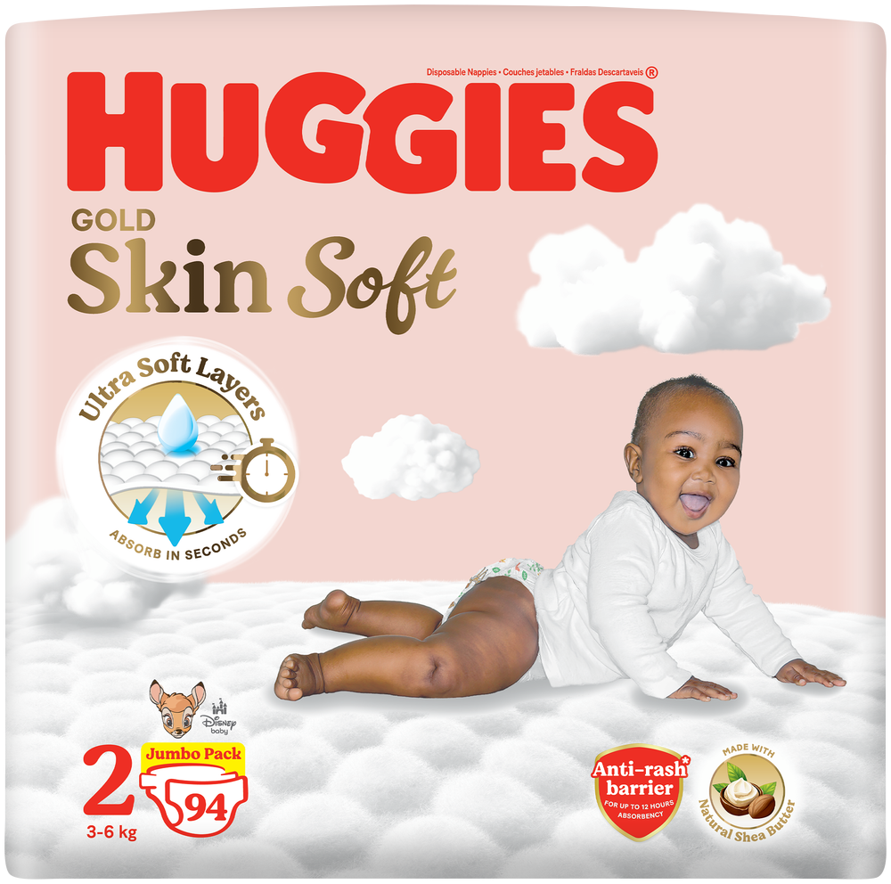 Huggies Gold Size 2 Skin Soft Disposable Nappies 94pk