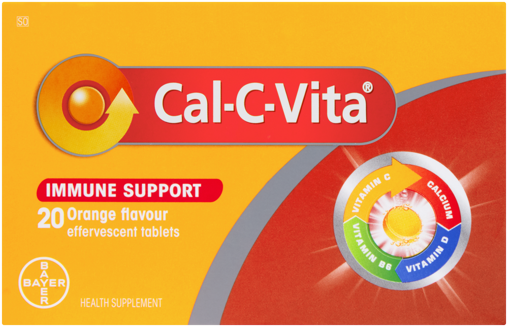Cal-c-vita Orange Flavour Immune Support Effervescent Tablets 20pk