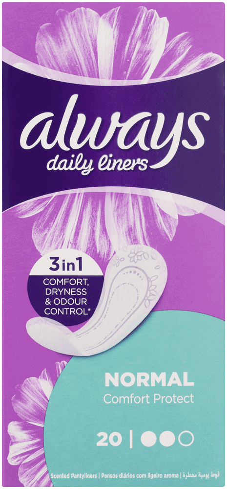 Always Daily Liners Normal Comfort Protect Scented Pantyliners 20pk