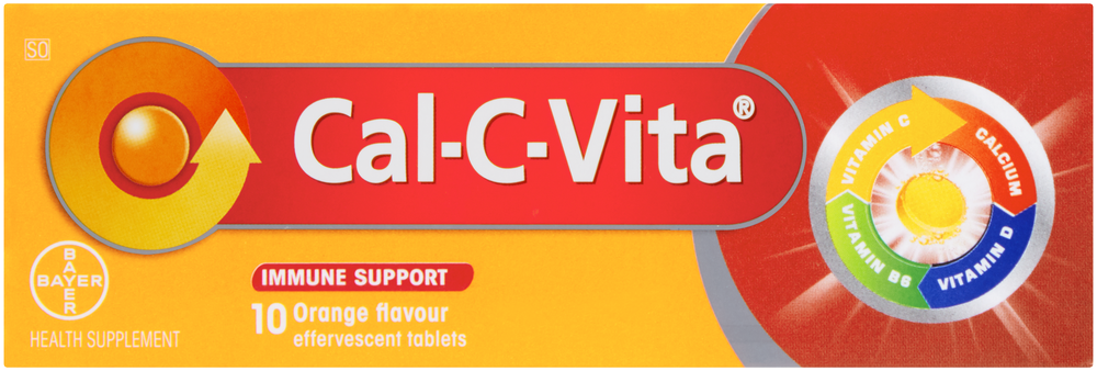 Cal-c-vita Orange Flavour Immune Support Effervescent Tablets 10pk