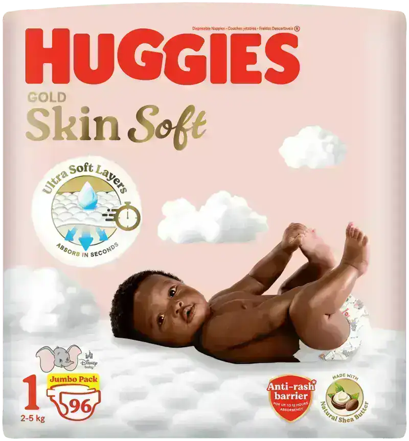 Huggies Gold Size 1 Skin Soft Disposable Nappies 96pk
