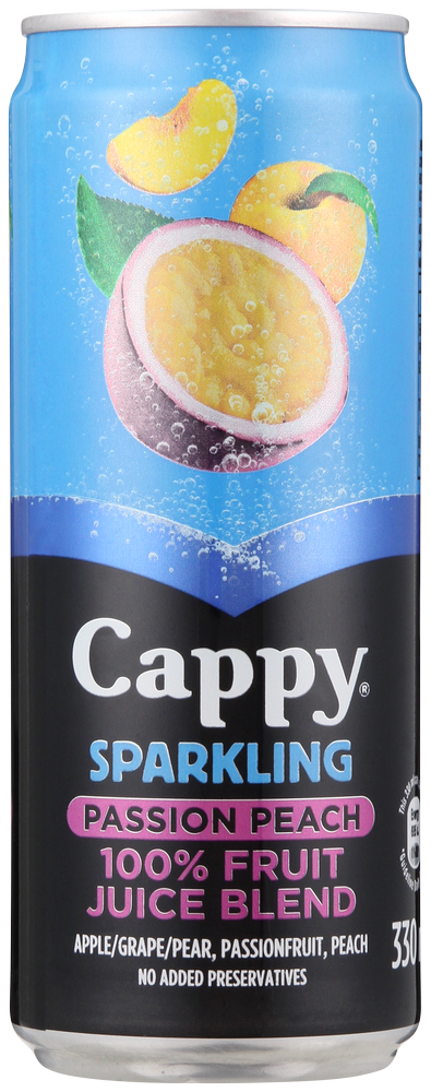 Cappy Passion Peach 100% Sparkling Fruit Juice Blend 330ml