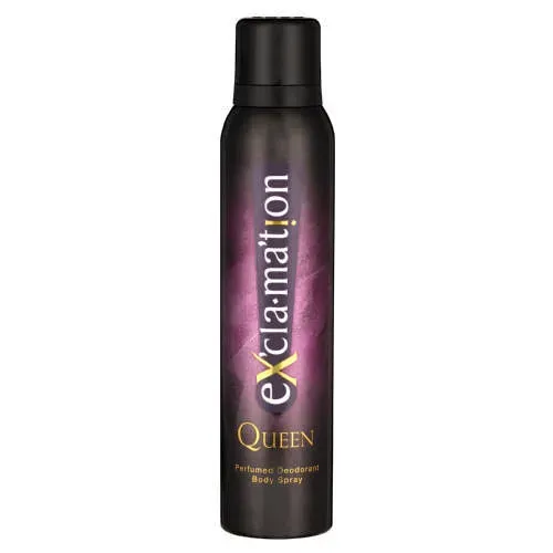 Front of Exclamation Queen Perfumed Deodorant Body Spray 150 ml can