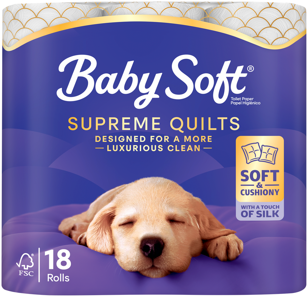 Baby Soft 2 Ply Supreme Quilts Luxury Toilet Tissue Rolls 18pk