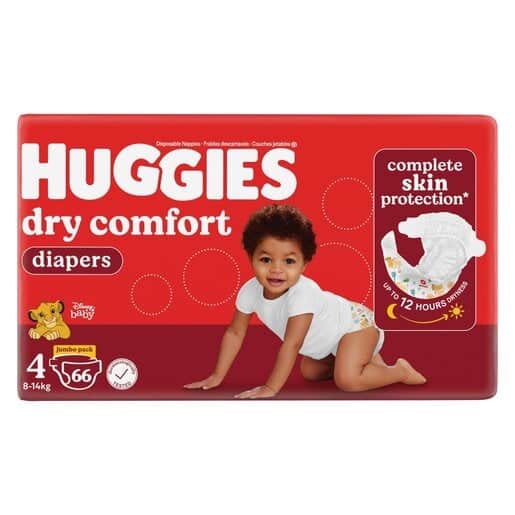 Huggies Dry Comfort Size 4 Disposable Nappies 66pk