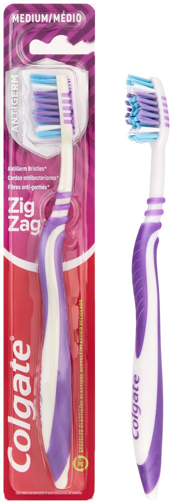 Colgate ZigZag Medium Anti-Germ Toothbrush 1s